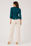 Cutie Teal 3/4 Sleeve Fitted Blazer