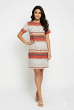 Stripe Print Short Sleeve Shift Dress