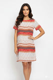 Stripe Print Short Sleeve Shift Dress