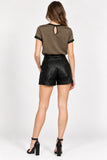 Black Textured High-Waisted Shorts
