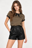 Black Textured High-Waisted Shorts