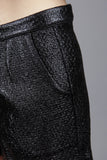 Black Textured High-Waisted Shorts