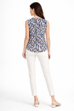 Abstract Print Sleeveless V-Neck Blouse