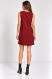 Burgundy Pleated Asymmetric Mini Dress