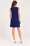 Navy Pleated Asymmetric Mini Dress