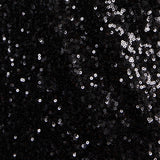 Black Sequin Cowl-Neck Cap-Sleeve Mini Dress