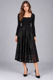 Black Sequin A-Line Midi Skirt