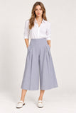 Slate Blue High-Waisted Pleated Culottes