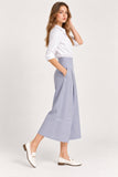 Slate Blue High-Waisted Pleated Culottes