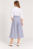 Slate Blue High-Waisted Pleated Culottes