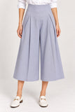 Slate Blue High-Waisted Pleated Culottes