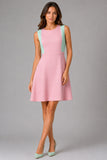 Colourblock Jacquard A-Line Dress