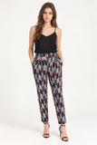 Navy Geo Print Tapered Trousers