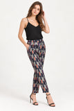 Navy Geo Print Tapered Trousers