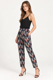 Navy Geo Print Tapered Trousers