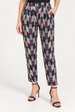 Navy Geo Print Tapered Trousers
