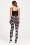 Navy Geo Print Tapered Trousers