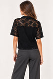 Black Floral Lace Short Sleeve Shirt