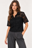 Black Floral Lace Short Sleeve Shirt