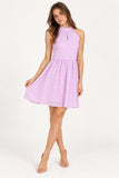 Lilac Halter Nneck Keyhole Mini Dress