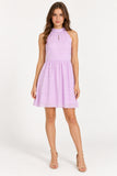 Lilac Halter Nneck Keyhole Mini Dress