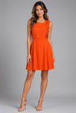 Orange Pleated Bodice Mini Dress