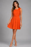 Orange Pleated Bodice Mini Dress