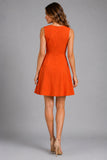 Orange Pleated Bodice Mini Dress