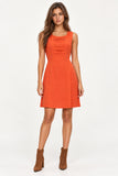 Burnt Orange Pleated Front Mini Dress