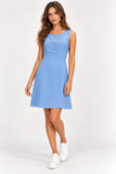 Powder Blue Pleated Front Mini Dress