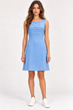 Powder Blue Pleated Front Mini Dress