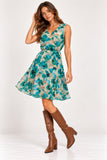 Green Watercolour Floral Chiffon Mini Dress