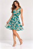 Green Watercolour Floral Chiffon Mini Dress