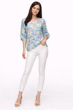 Leaf Print 3/4 Sleeve Blouse
