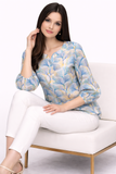 Leaf Print 3/4 Sleeve Blouse