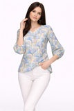 Leaf Print 3/4 Sleeve Blouse
