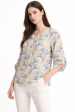 Leaf Print 3/4 Sleeve Blouse