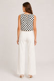 Monochrome Polka Dot Pleated Sleeveless Top