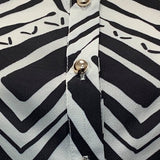 Monochrome Geometric Printed Shirt Dress with Tie Waist