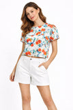 Floral Print Cropped Short Sleeve Top