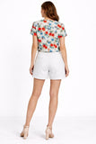 Floral Print Cropped Short Sleeve Top
