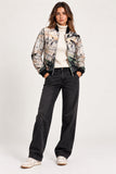 Abstract Printed Zip-Front Bomber Jacket