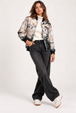 Abstract Printed Zip-Front Bomber Jacket