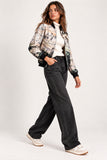 Abstract Printed Zip-Front Bomber Jacket