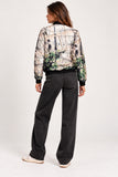 Abstract Printed Zip-Front Bomber Jacket