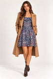 Blue & Red Paisley Chiffon Convertible Bardot Mini Dress