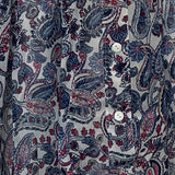 Blue & Red Paisley Chiffon Convertible Bardot Mini Dress