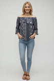 Paisley Print Off-Shoulder Bardot Top