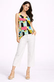 Multi Colour Abstract Print Sleeveless Top
