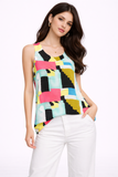 Multi Colour Abstract Print Sleeveless Top